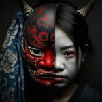 D.K._japanese_girl_hidding_behind_a_scary_mask_hannya_portrait_fb0c02db-d619-44cd-ad3c-ce73042c4070